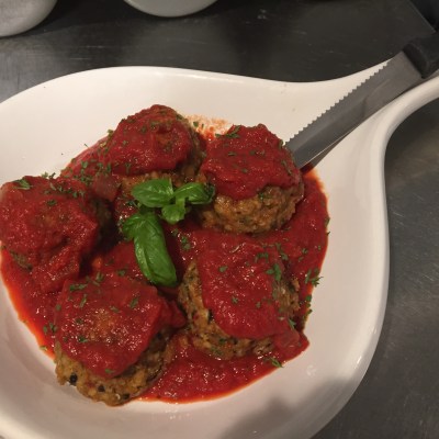 Roasted Eggplant Meatballs with Marinara Sauce