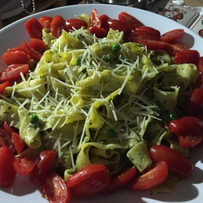 Pappardelle, Peas, Pesto, and Pecorino