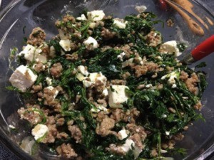 Spinach and Feta Pie with Sweet Italian Sausage