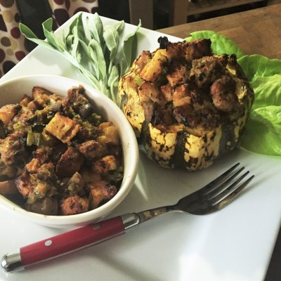 Roasted Acorn Squash Stuffed With Italian Sausage And Pears