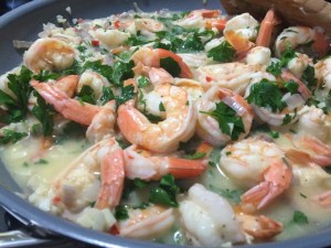 Shrimp Scampi Over Linguine