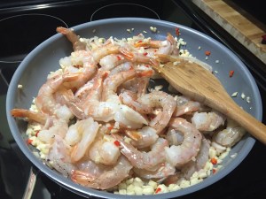 Shrimp Scampi Over Linguine