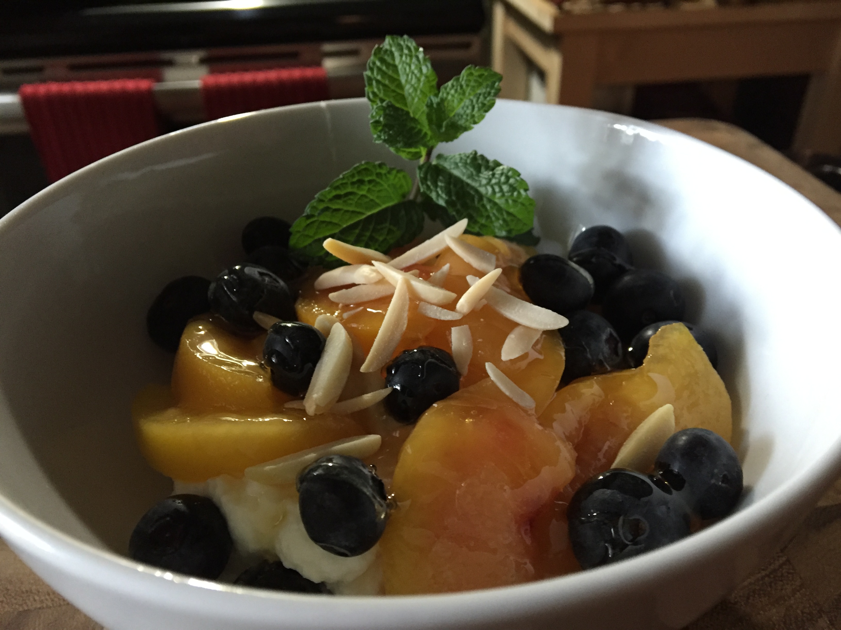 Blueberries And Peaches With Sweet Ricotta
