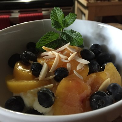 Blueberries and Peaches with Sweet Ricotta