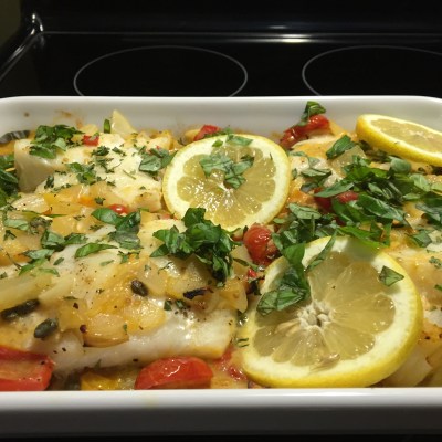 Baked Cod With Capers, Fennel, And Tomatoes