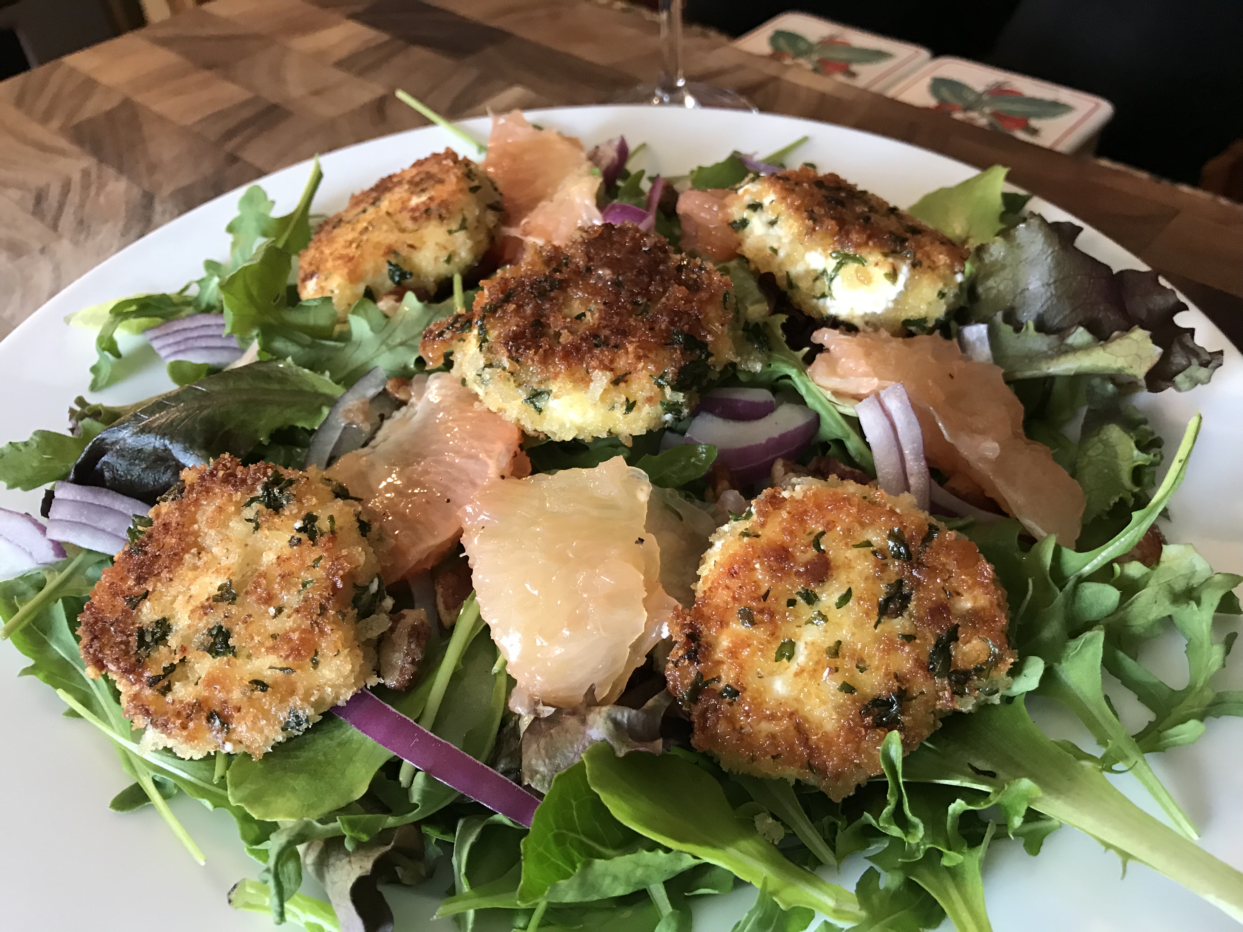 Arugula Salad With Herb-Crusted Goat Cheese Medallions