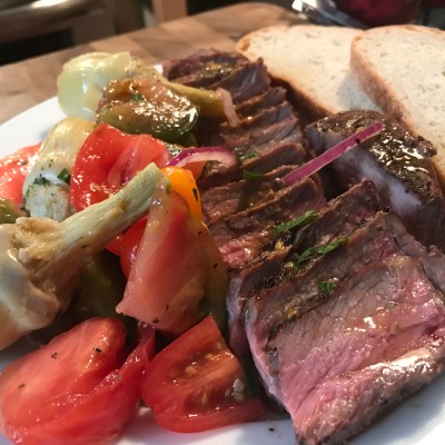 Marinated Flank Steak With Heirloom Tomato Salas