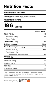 nutrition facts label by recipecard