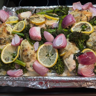 Lemon-Rosemary Roasted Chicken With Broccolini