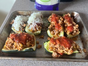 Stuffed Chicken Parm Zucchini Boats
