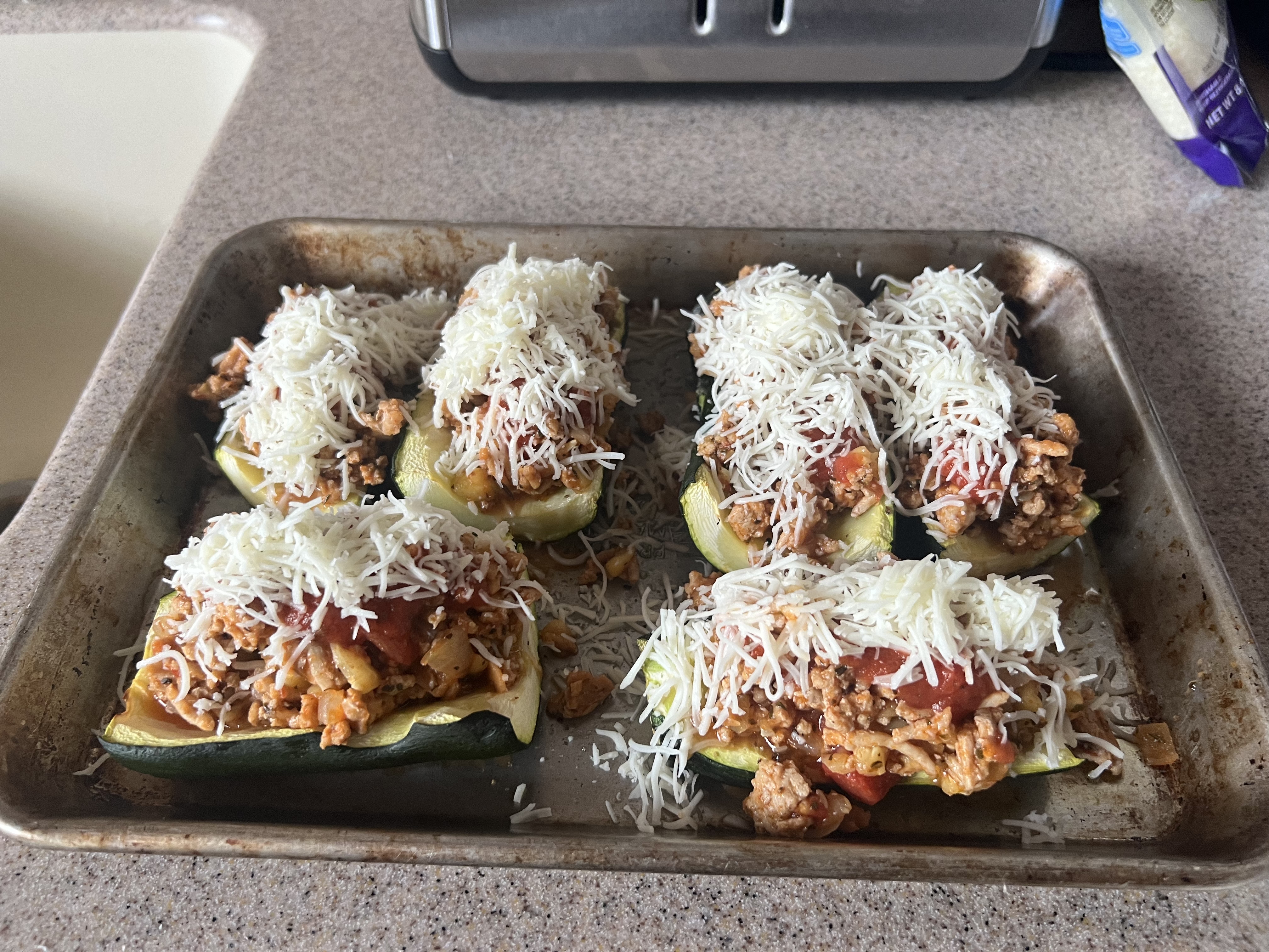 Stuffed Chicken Parm Zucchini Boats
