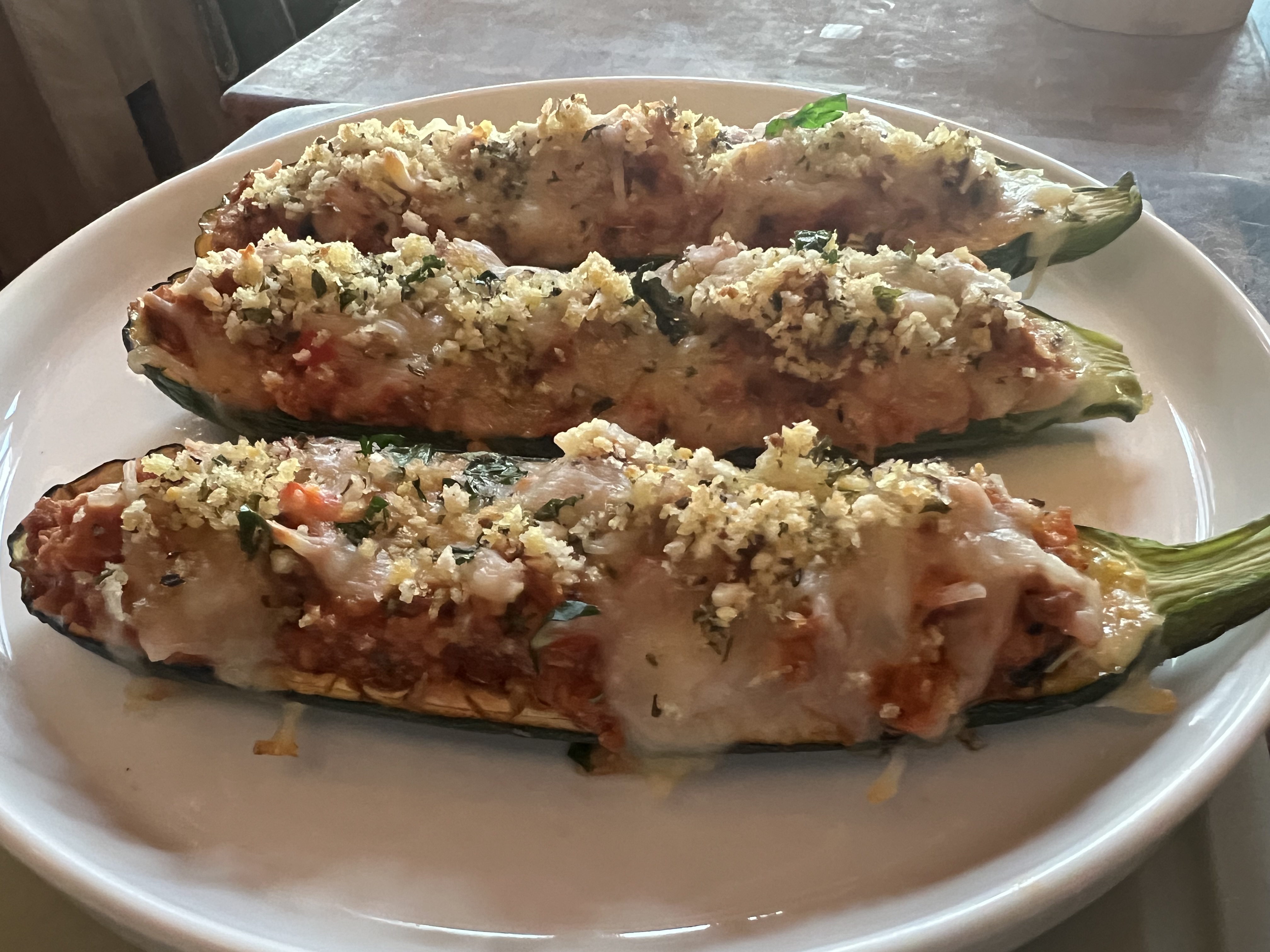 Chicken Parmesan Zucchini Boats