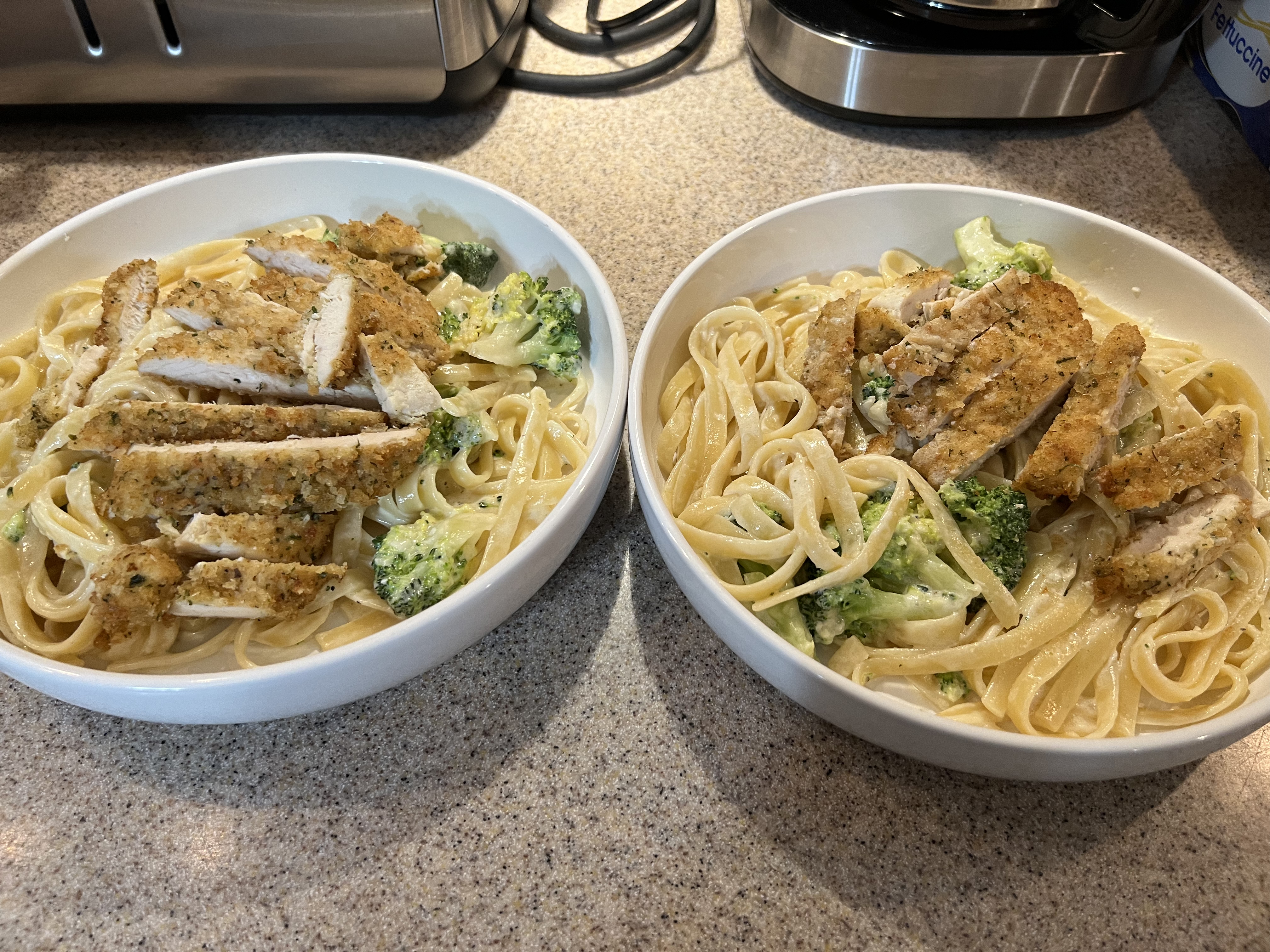 Fettuccine Alfredo With Chicken Milanese