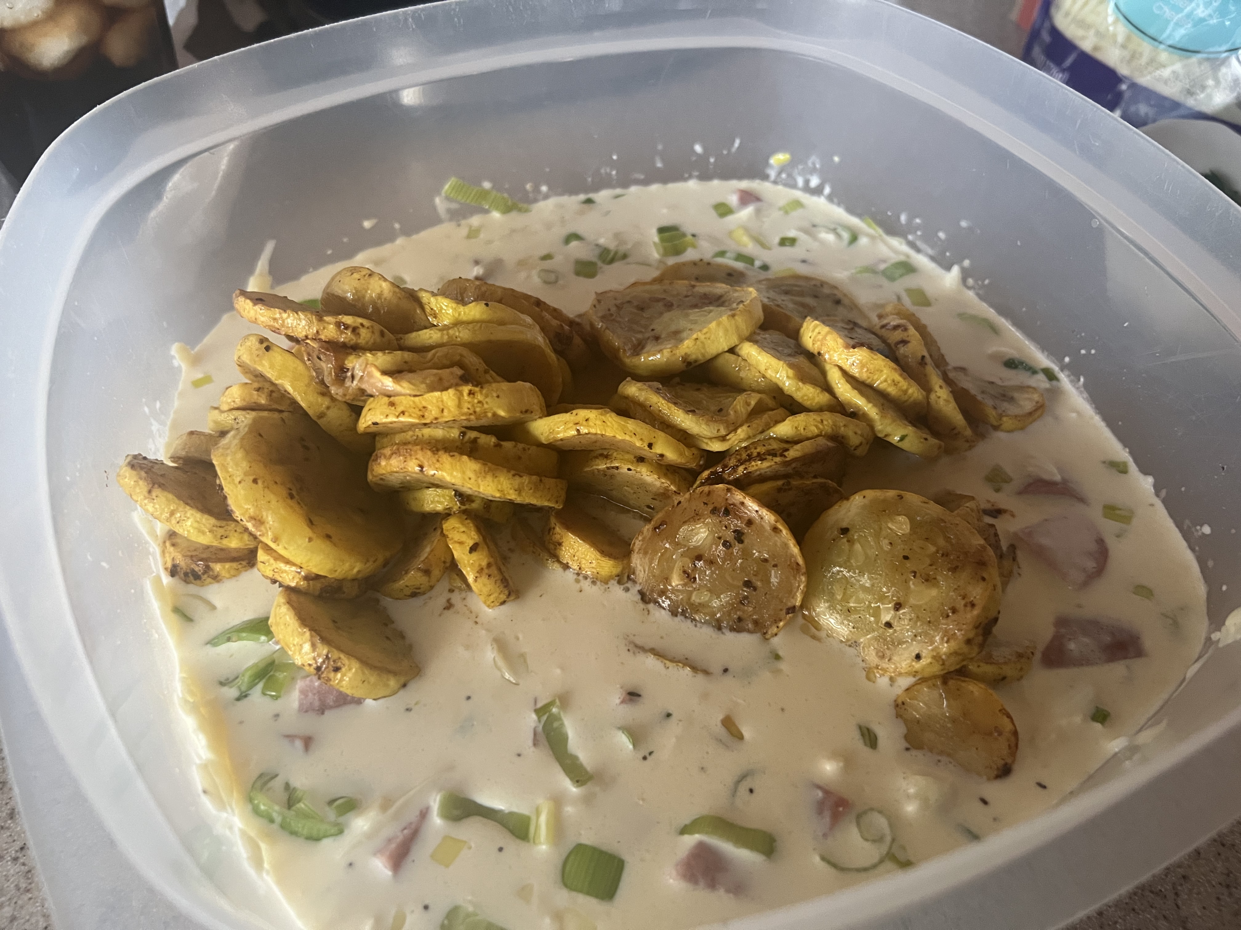 Summer Squash With Smoked Sausage Casserole