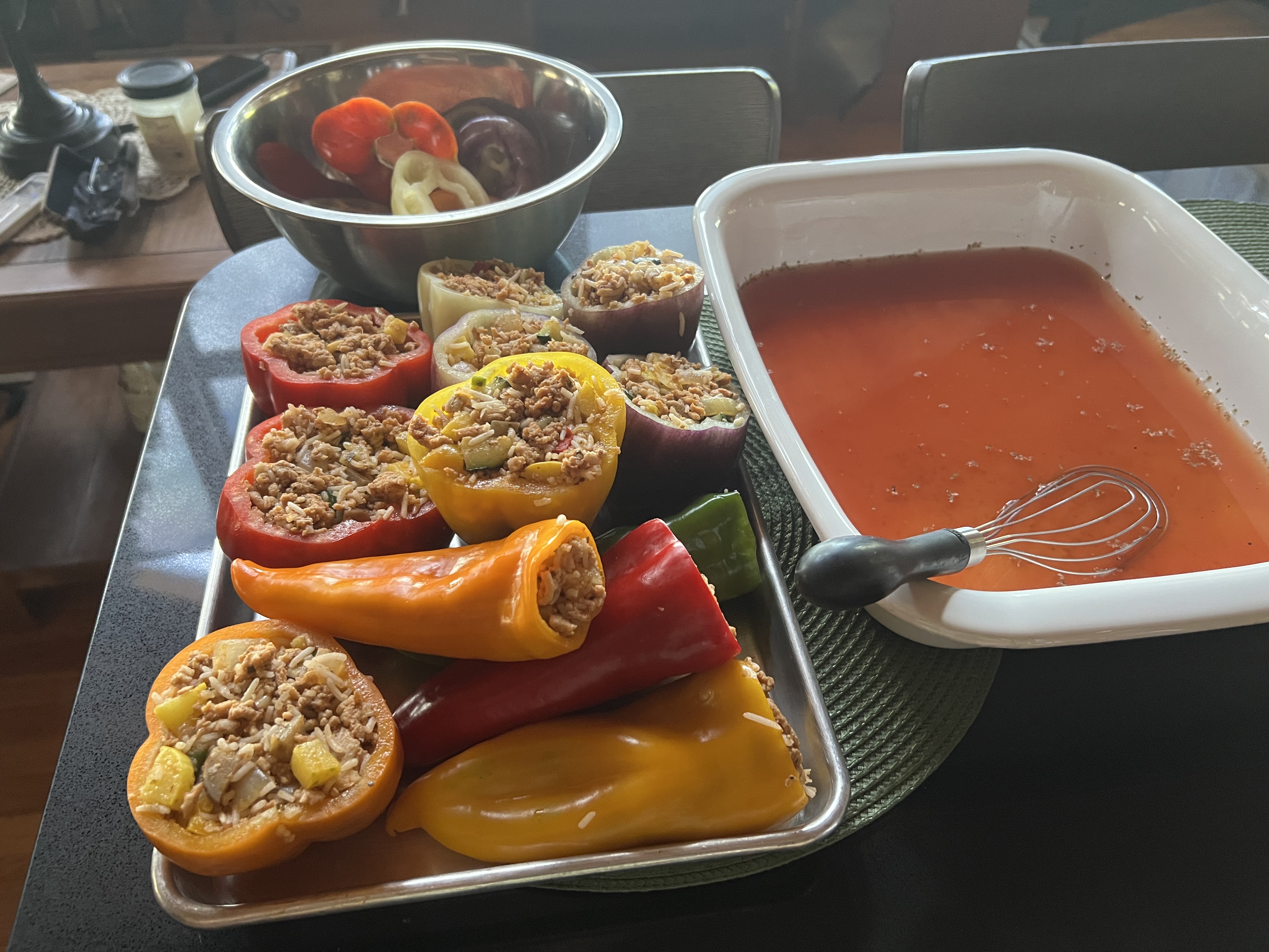 Stuffed Bell Peppers With Tomato Jus