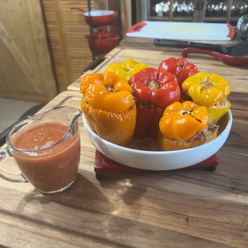 Stuffed Bell Peppers With Tomato Jus