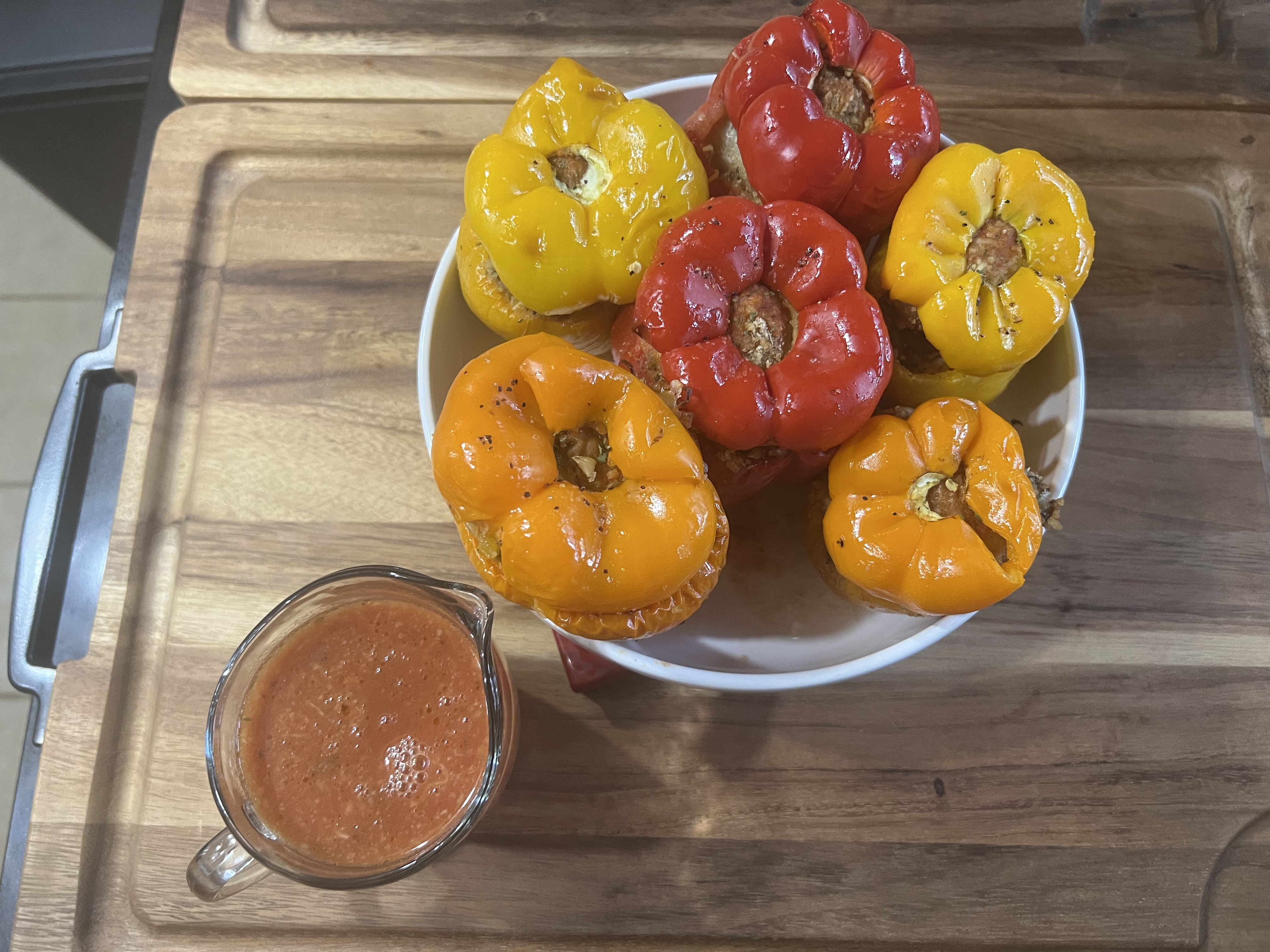 Stuffed Bell Peppers With Tomato Jus